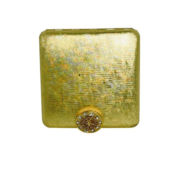 Avon Accessories - Vintage Avon Gold Tone Compact With Clear Rhinestone Clasp (5897)